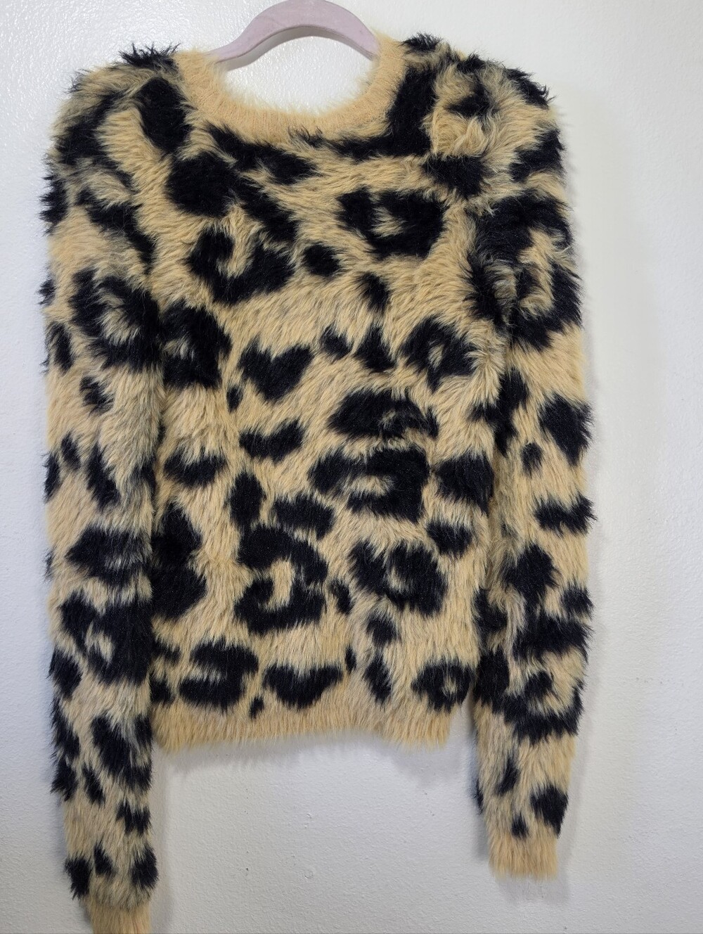 For The Republic Leopard-Print Faux Fur Sweater in Black & Tan - Picture 3 of 6